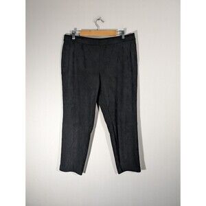 J. Jill Wearever Pants Women Petite L Black Faux Suede Pull-On Classic Ankle